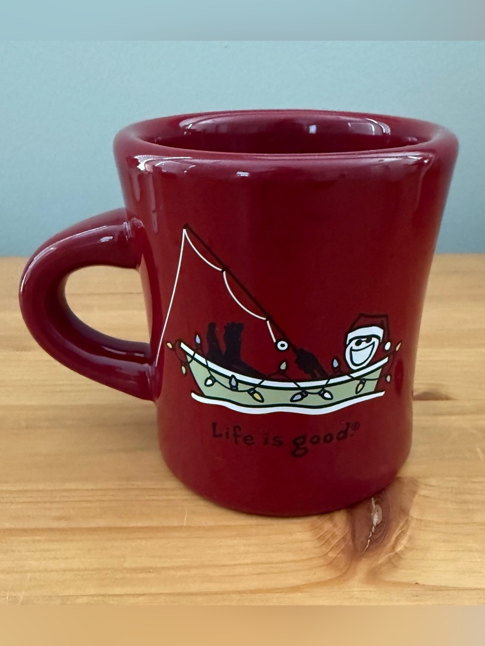 Life is Good Christmas Red Ceramic Diner Mug
